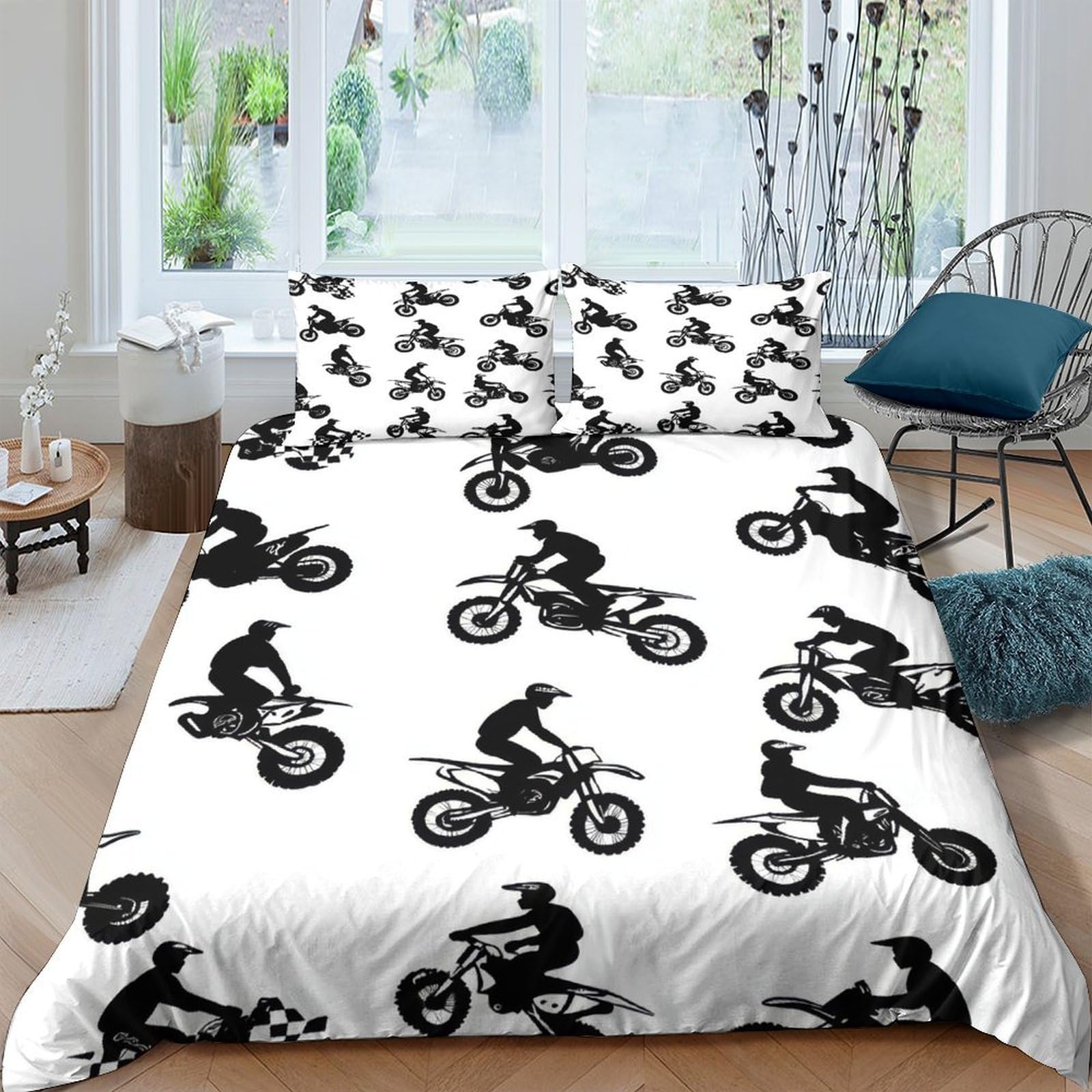 Ctjqhvkz Style-9 3D Printed Motorcycle Rider Fitted Sheet Microfiber Soft Breathable Motocross Bed Cover For Bedroom Dorm Decor Single（135X200cm）
