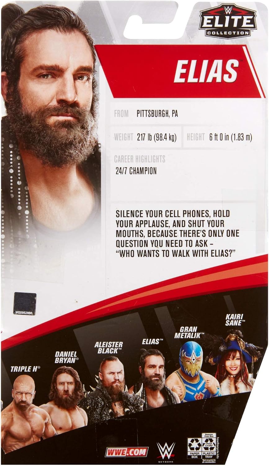 WWE Elias Elite Series #73 Deluxe Action Figure with Realistic Facial Detailing, Iconic Ring Gear & Accessories