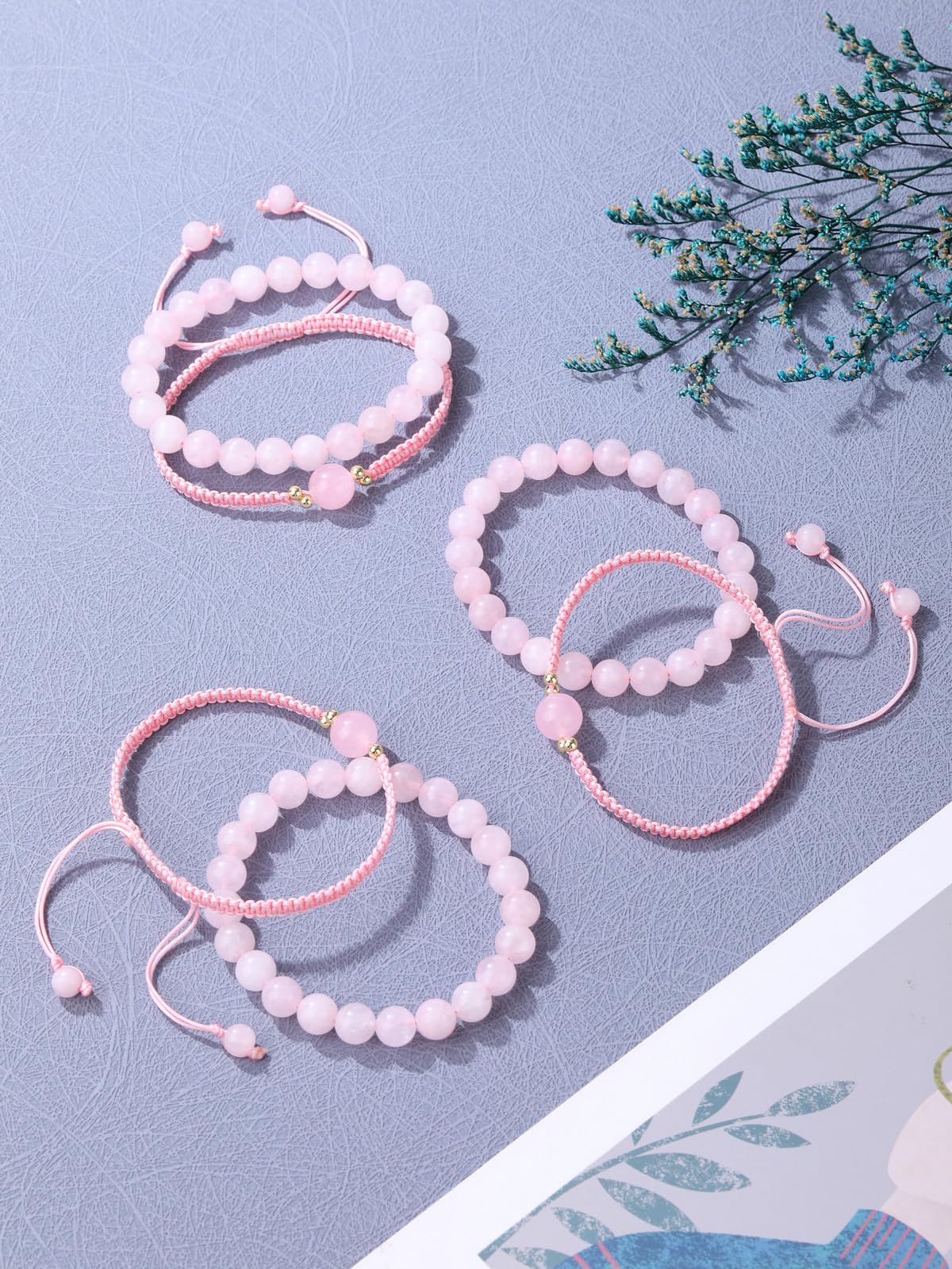 YDYDTTKD Heilkristall-Armbänder für Damen, 2 Stück Stein-Reiki-Edelstein-Perlenarmbänder für Damen, Schmuckgeschenke