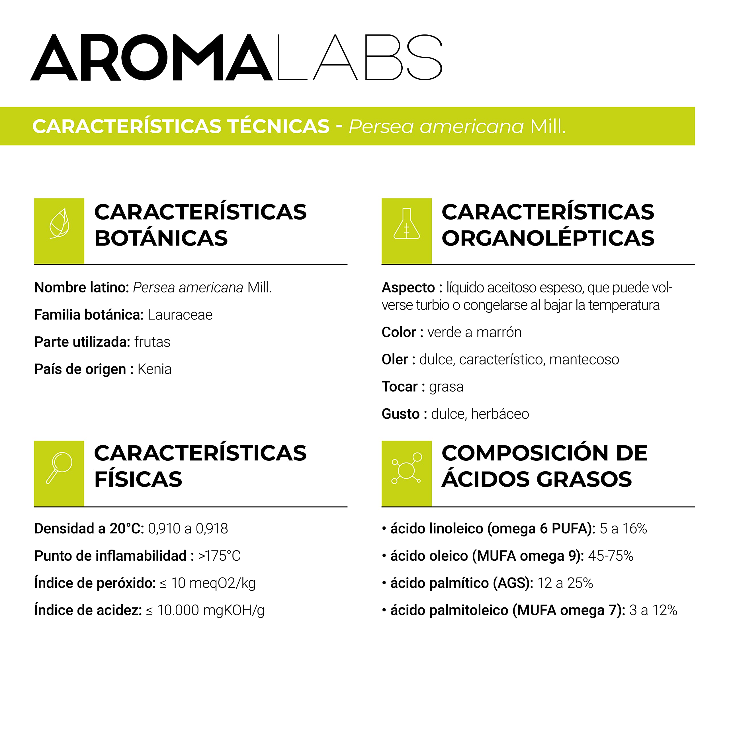 Aceite de Aguacate BIO 100 mL Aceite Vegetal Virgen Certificado AB Aroma Labs