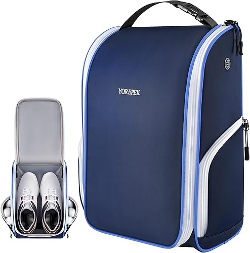YOREPEK Bolsa para zapatos de golf, con 3 bolsillos para calcetines, guantes, camisetas, bolas, cepillo, diseñada con una asa de transporte superior