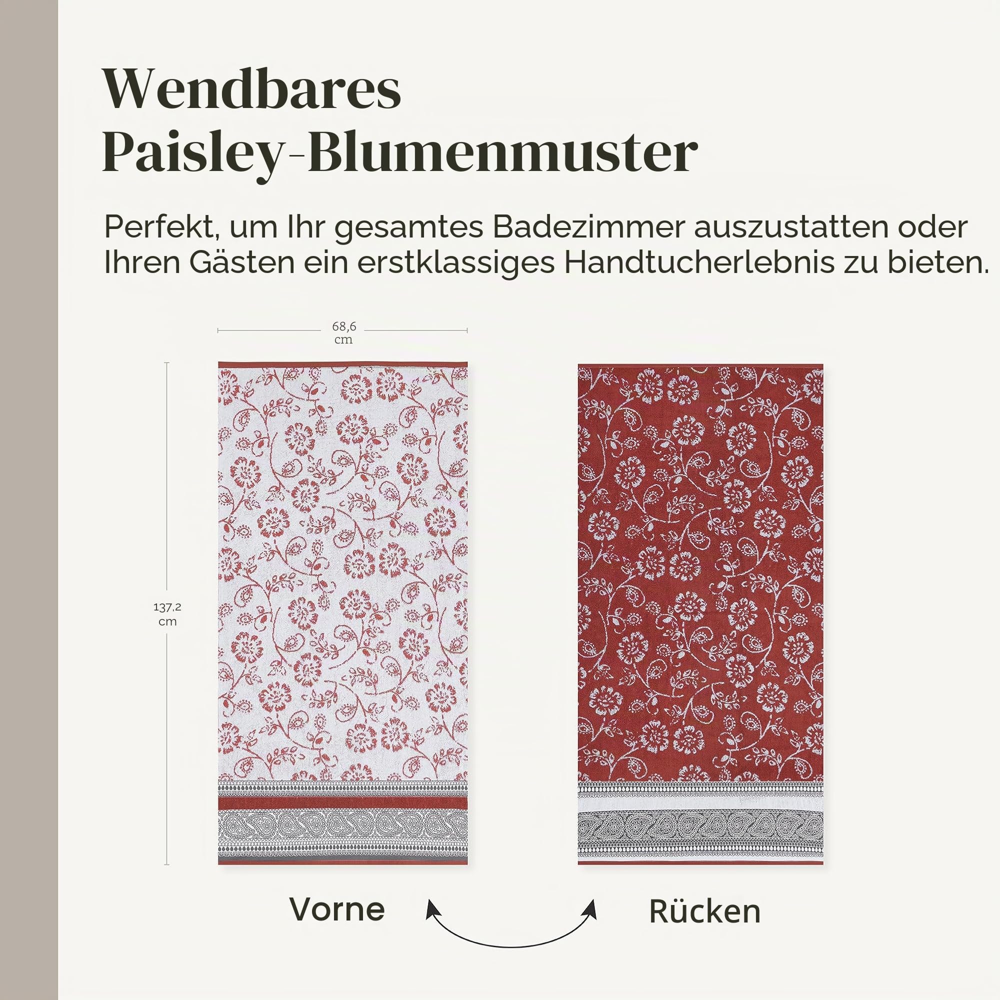 Modern Threads 6-teiliges Set, 2 Badetücher, 2 Handtücher, 2 Waschlappen, garngefärbtes Jacquard/einfarbiges Handtuch-Set, Ophelia Clay
