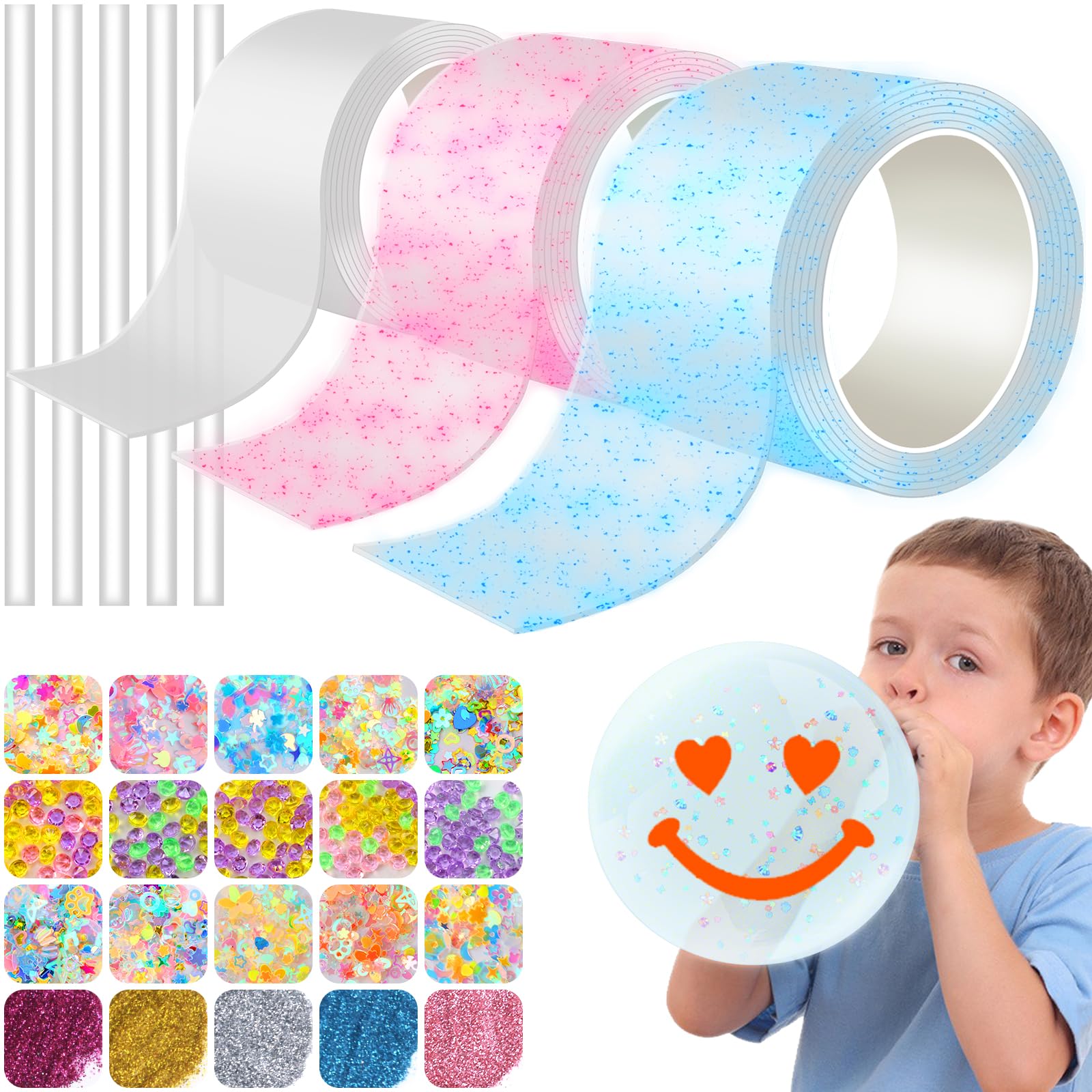 Nano Tape Bubble Kit, Nano Tape Bubbles, 4-12 Years Old Girls Christmas Birthday Gift for Girls, Nano Tape Toys Gifts for Girls Ages 4, 5, 6, 7, 8, 9, 10, 12 +Year Old Birthday Party - Black