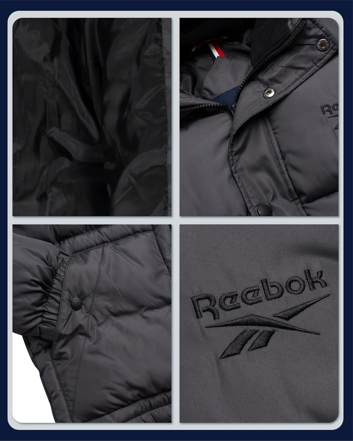 Reebok Mens Winter Jacket - Heavyweight Insulated Mens Winter Coat - Wind Water Resistant Quilted Puffer Jackets for Men - Image 3