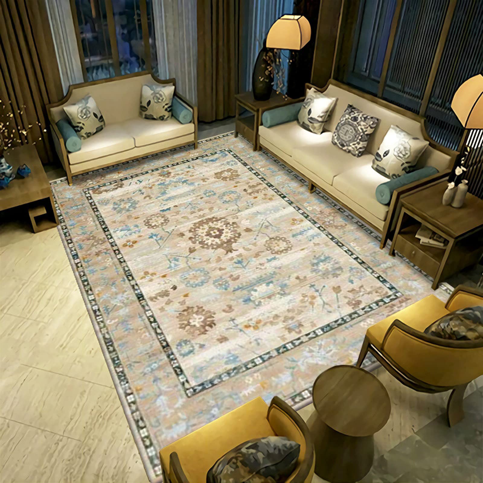 Tapis style vintage pour cuisine et salon au motif géométrique