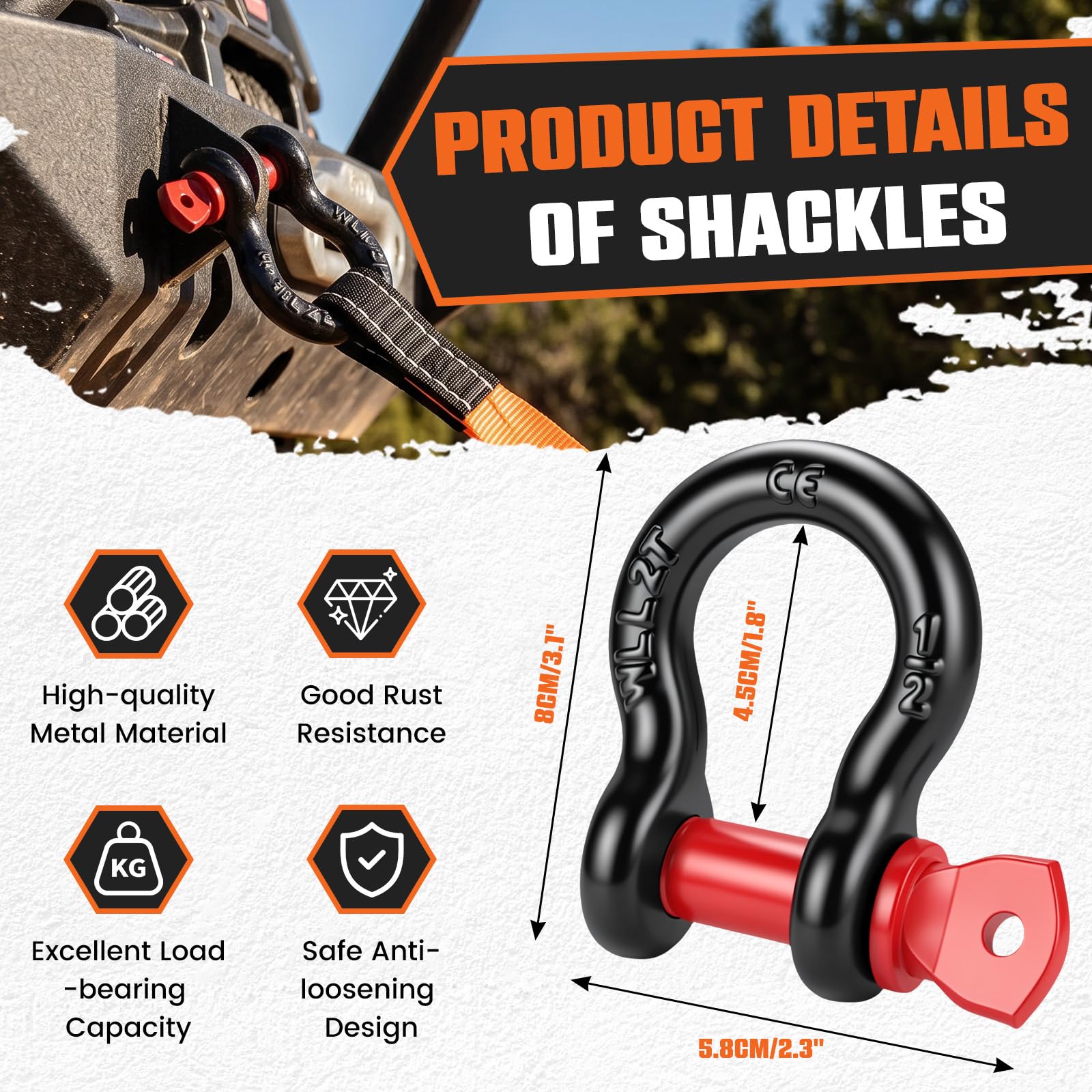 Cavo Traino 10 Ton Heavy Duty 5M x 5CM, Cintura Traino Ad Alta Resistenza per Auto con 2 Staffe Rinforzate, Borsa da Magazzinaggio e Guanti, Kit Recupero Fuoristrada per SUV, Furgone, Camion, Berlina