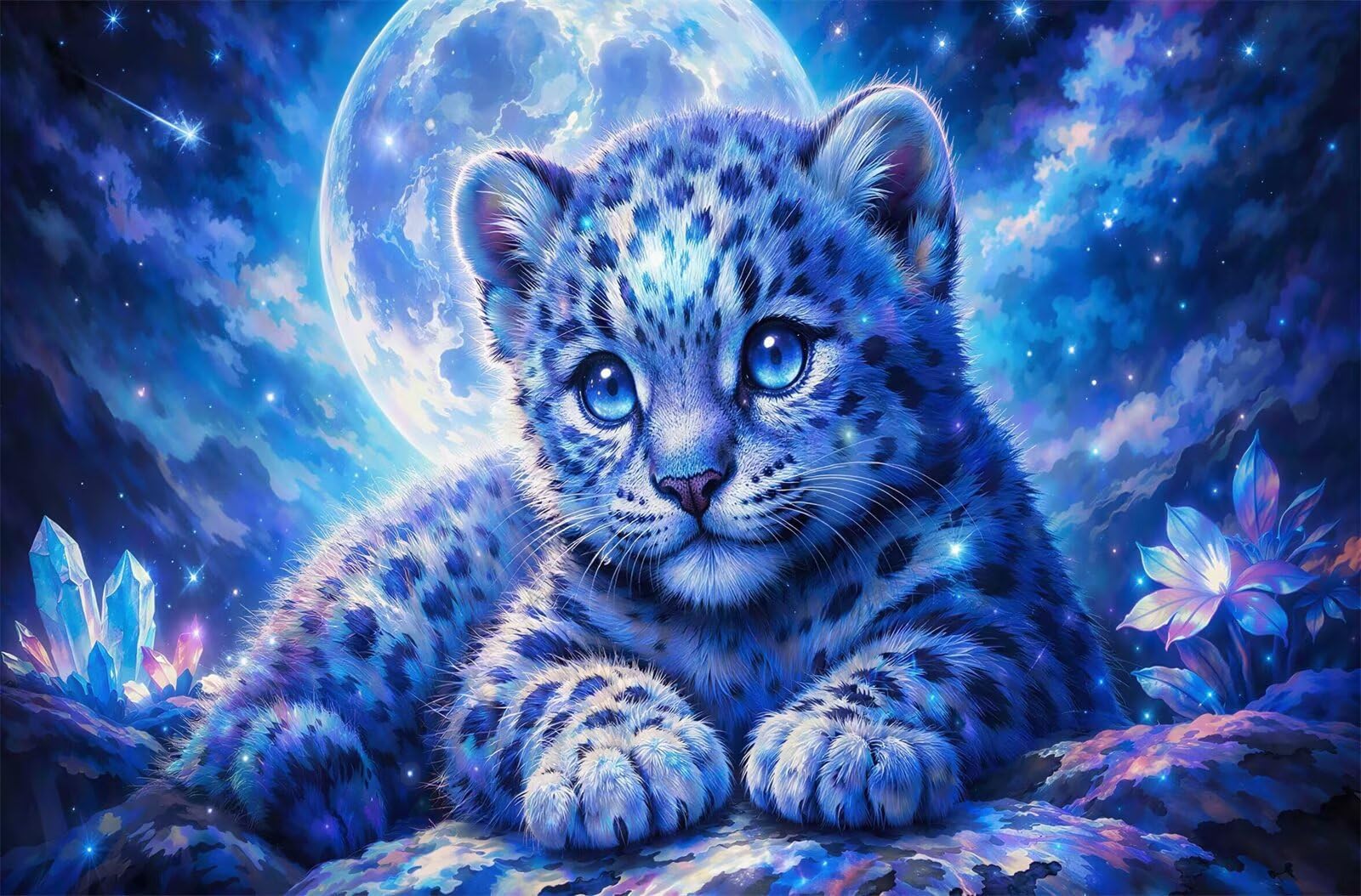 Umfarvt Animale Diamond Painting Kit Completo, Square Pittura Diamante per Adulti, 65x85cm Luna piena Kit per Diamond Painting Fai Da Te, Antistress e Ideale come Regalo, Decorazione Casa