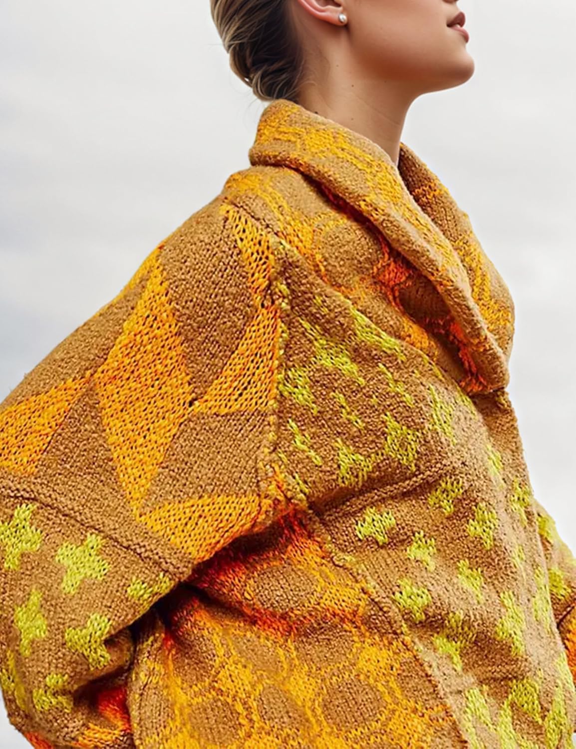 BONVEN Womens Boho Oversized Crochet Cardigan Sweaters Button Down Shawl Collar Sweater Coats Fall Fashion 2025 - Image 2