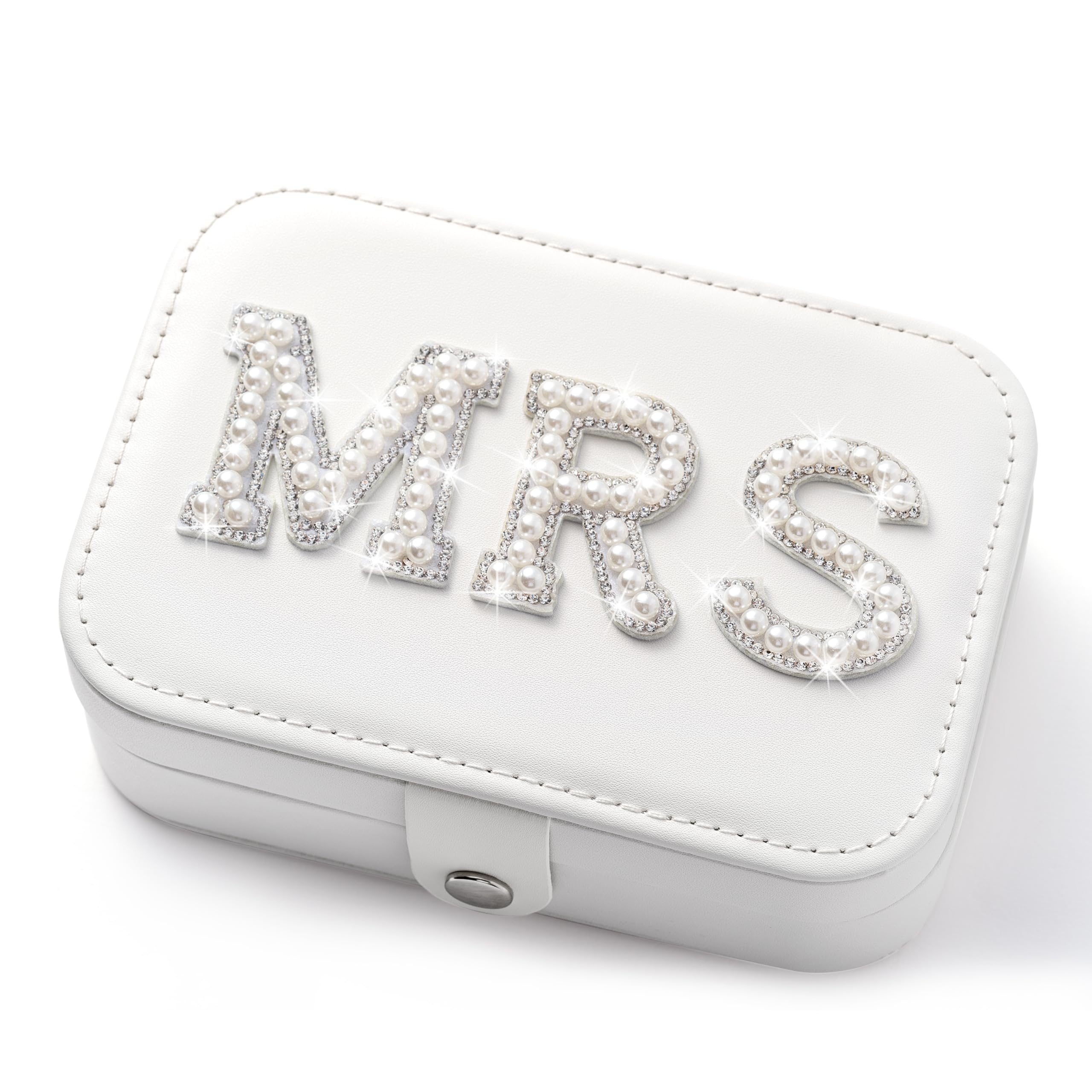 WATINCWATINC Travel Jewelry Box for Bride Waterproof Portable Organisers Bridal Shower Gift Engagement Present Small Jewelry Organizer Storage Box Travel Essentials Accessories for Women Girl