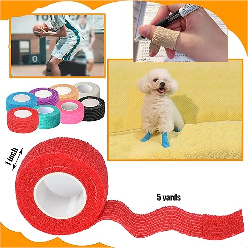 Vista 55 de Paquete de 8 vendajes autoadhesivos de 2 pulgadas x 5 yardas, vendaje elástico cohesivo autoadherente para atletismo, muñeca, tobillo, rodillas