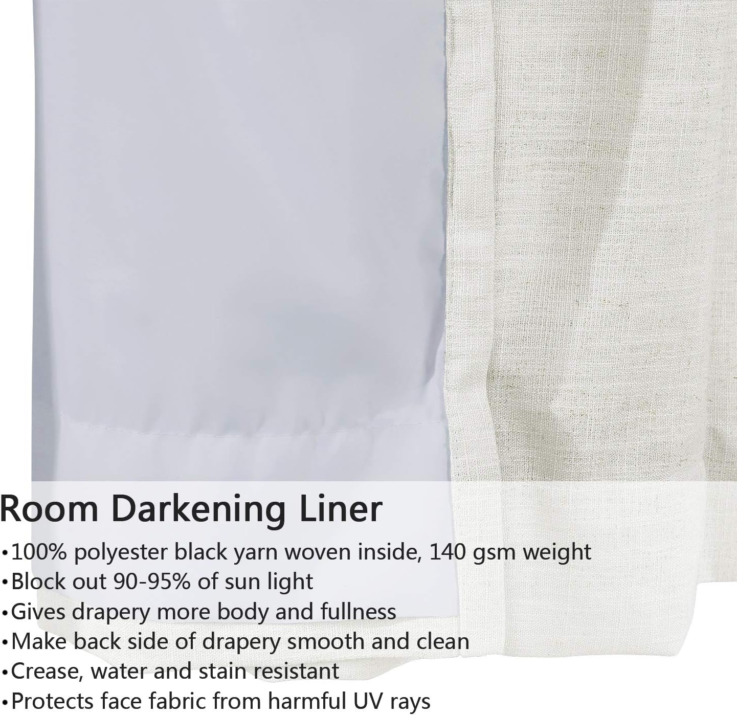 TWOPAGES Ivory White Heavyweight Thick Natural Faux Linen Curtain for Sliding Glass Door, 100 W x 96 L Back Tab Light Filtering Curtain, 1 Panel, 4 in 1 Header