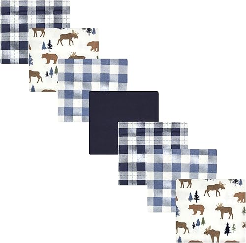 Miniatura 13 de Hudson Baby Paquete de 7 mantas receptoras unisex de franela de algodón para bebé, Dino Friends, talla única Abeja,Azul Verde Dino,Azul