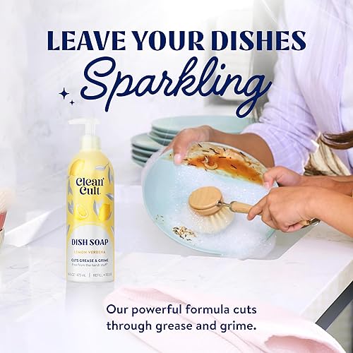 Miniatura 3 de Cleancult Repuesto líquido de jabón para platos (32 onzas, 1 unidad), poder de limpieza a base de plantas, jabón para platos que corta la grasa y la
