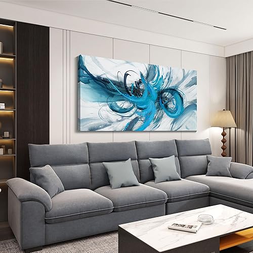 Miniatura 3 de Mofutinpo Arte abstracto para pared, grande, moderno, arte de pared para sala de estar y oficina, decoración de pared azul, arte de pared para