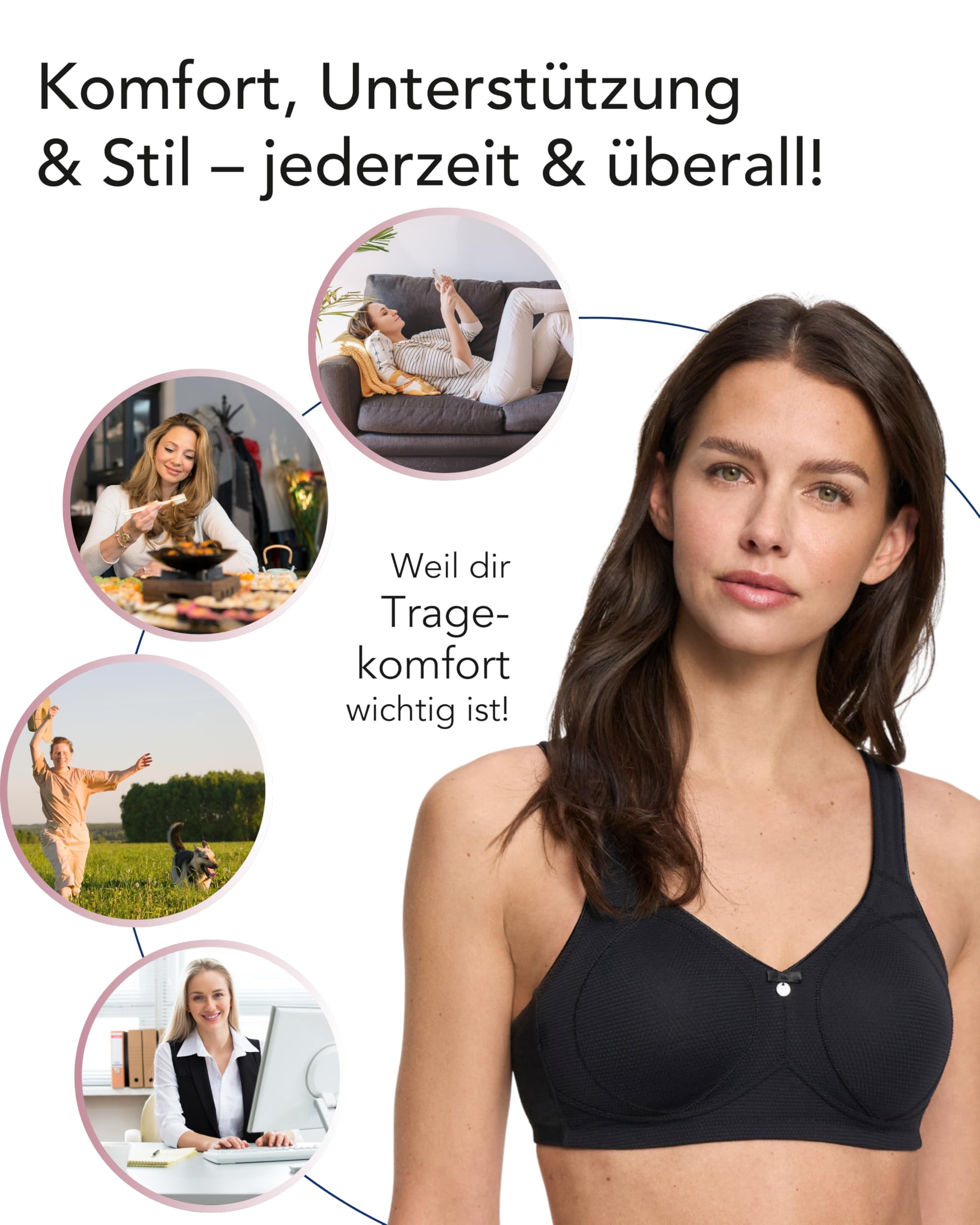 SUSA BH Damen ohne Bügel mit Soft-Touch-Unterbrustband - Capri 8107 - Gemoldete Cups mit Stützblenden & verstellbaren Träger - Glattes, leichtes Material - Bequemer T Shirt BH,