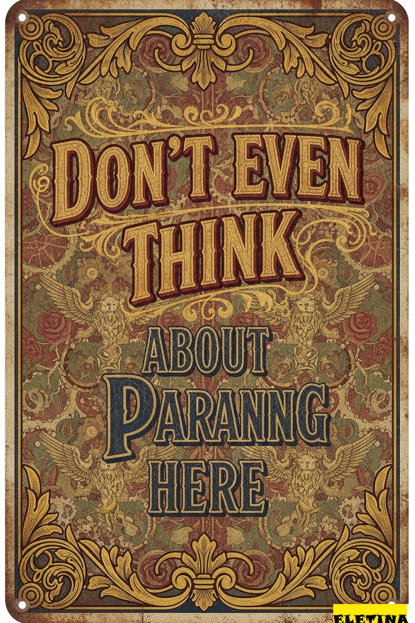 Don't Even Think About Parking Here Metal Safety Warning Sign School Bar Street Parking Lot Decor 8x12in