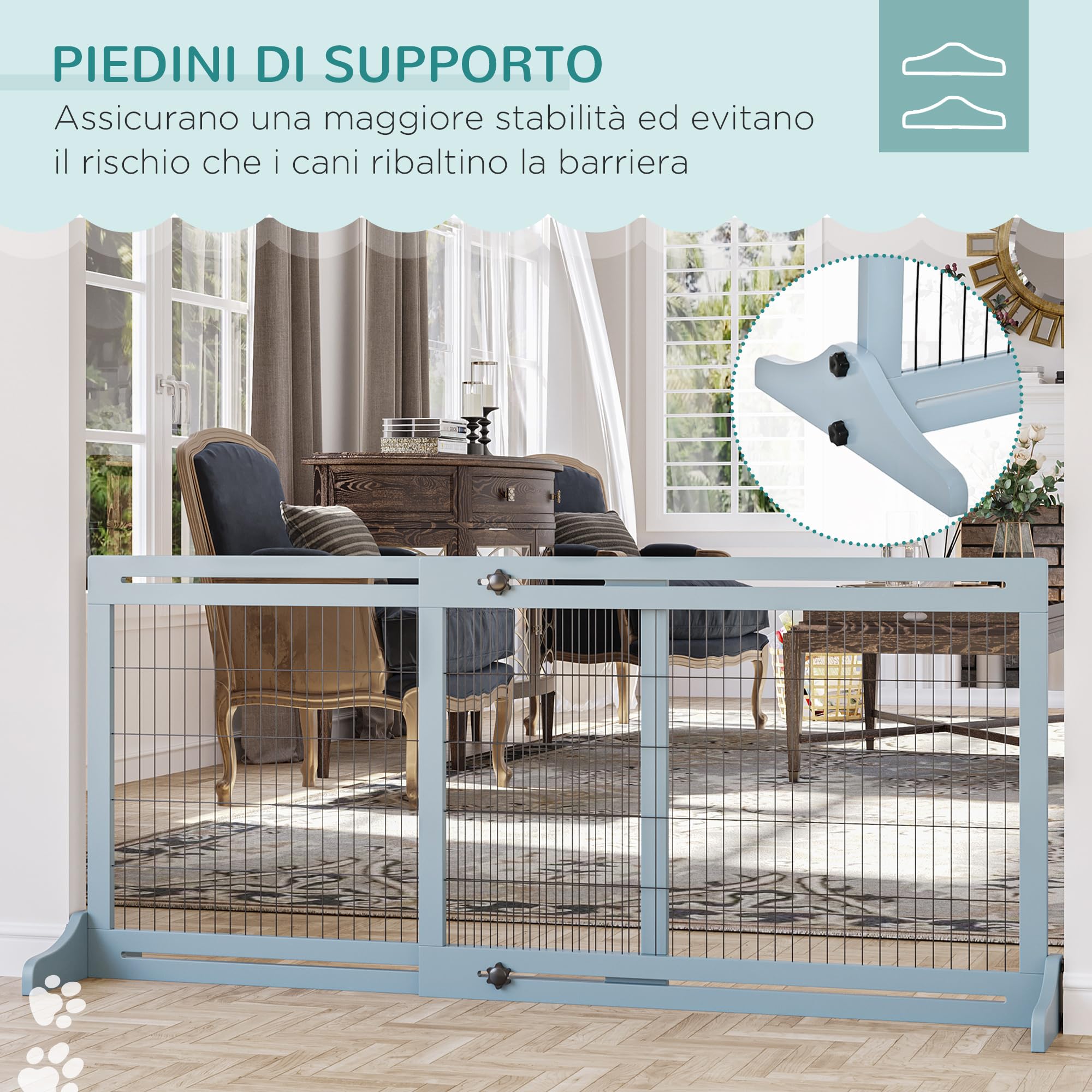 PawHut Divano per Cani Max 25kg, Set 2 Pezzi 104-183cm Verde Acqua e Blu