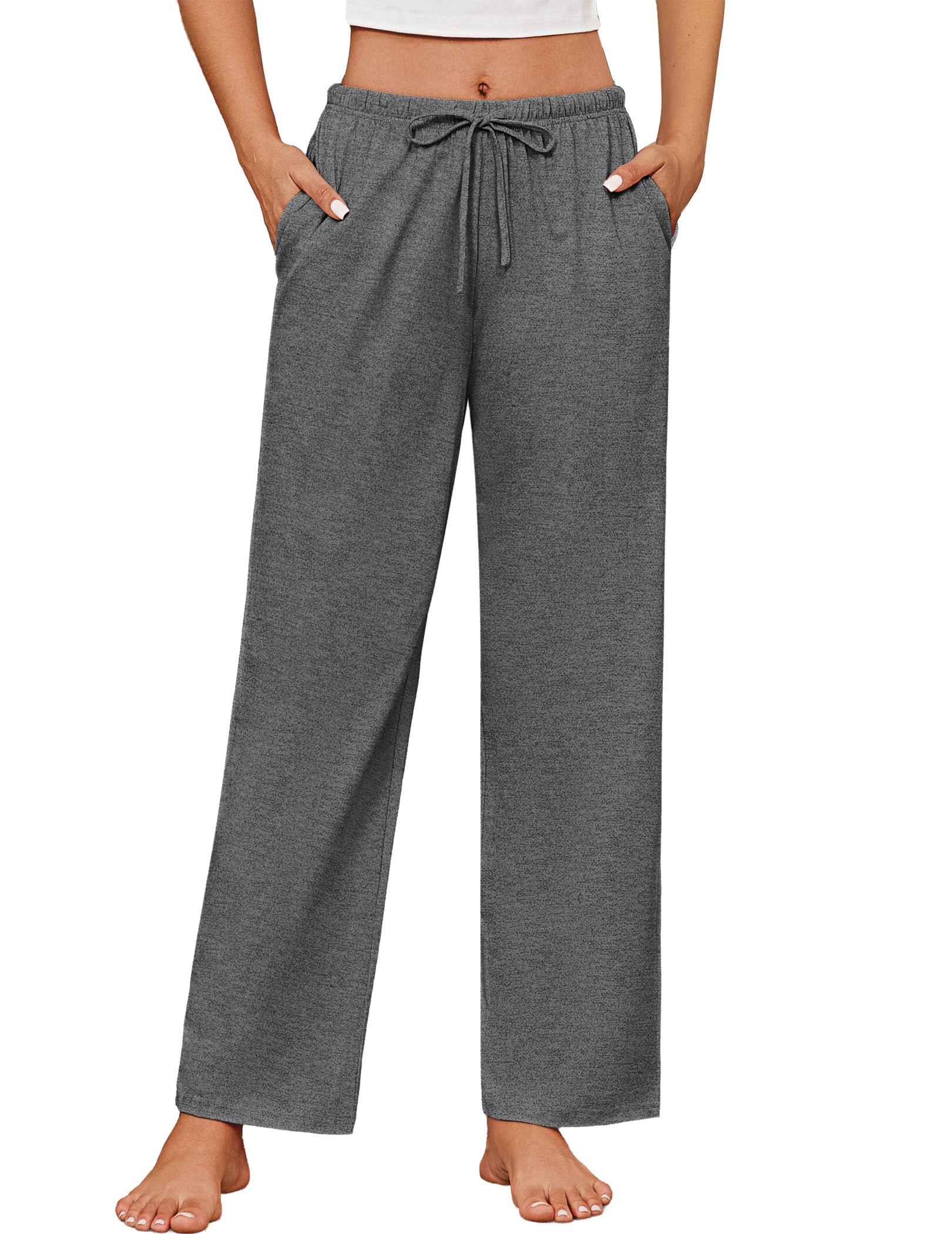 Ekouaer Women's 100% Cotton Pajama Pants Casual Drawstring Pj Bottom