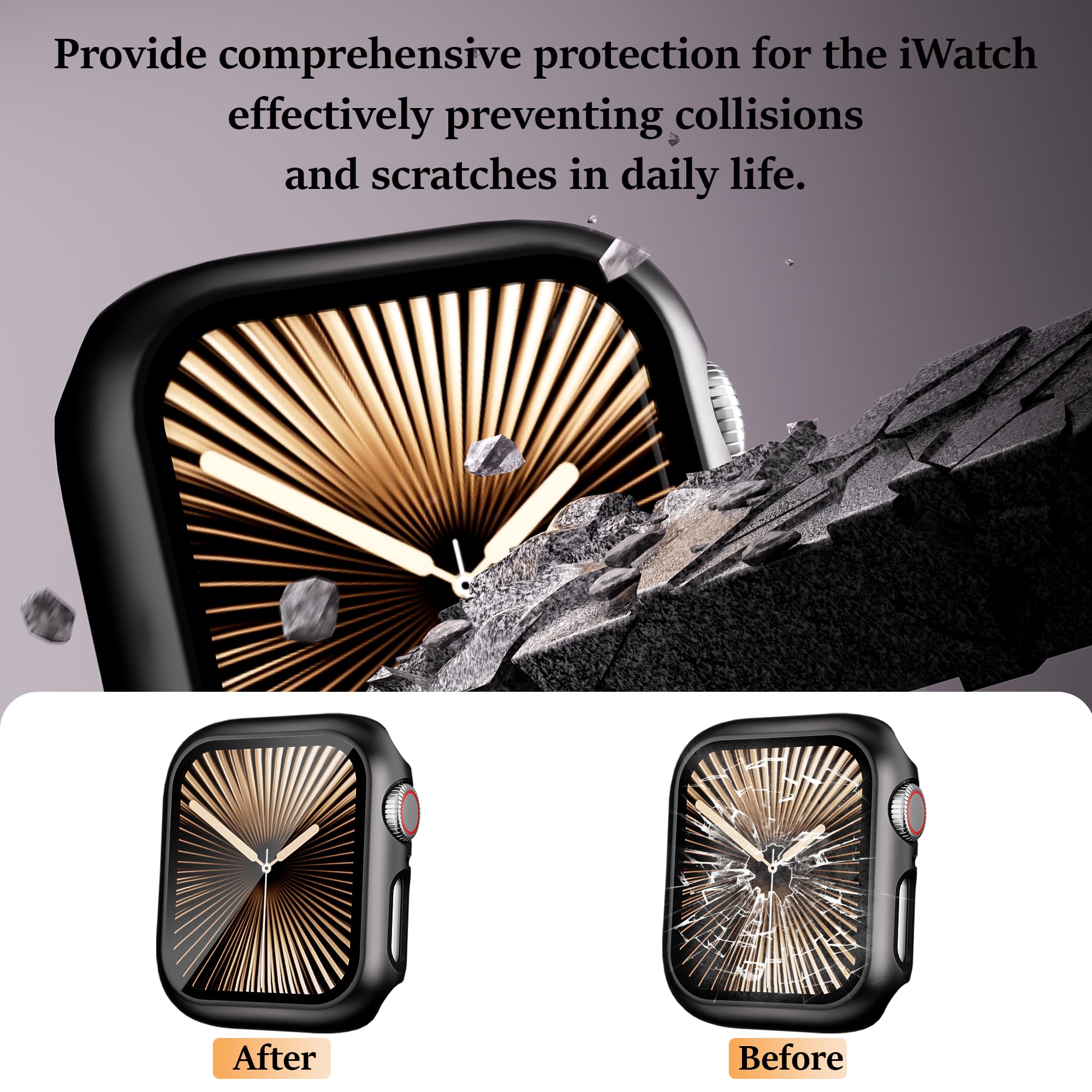 [16 Stück] Harte PC-Hülle mit Displayschutzfolie, kompatibel mit Apple Watch Series 7 45 mm, Full Edge All Around Schutzhülle Anti-Scratch Frame Cover für iWatch Smartwatch Zubehör