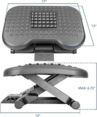 Miniatura 8 de Mount-It! Reposapiés ergonómico debajo del escritorio  Soporte de masaje para la comodidad del pie  Reposapiés inclinado de oficina con ajuste de