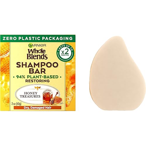 Garnier Whole Blends Restoring Shampoo Bar for Dry, Damaged Hair, Honey Treasures, 2 Oz, 1 Count (Packaging May Vary)