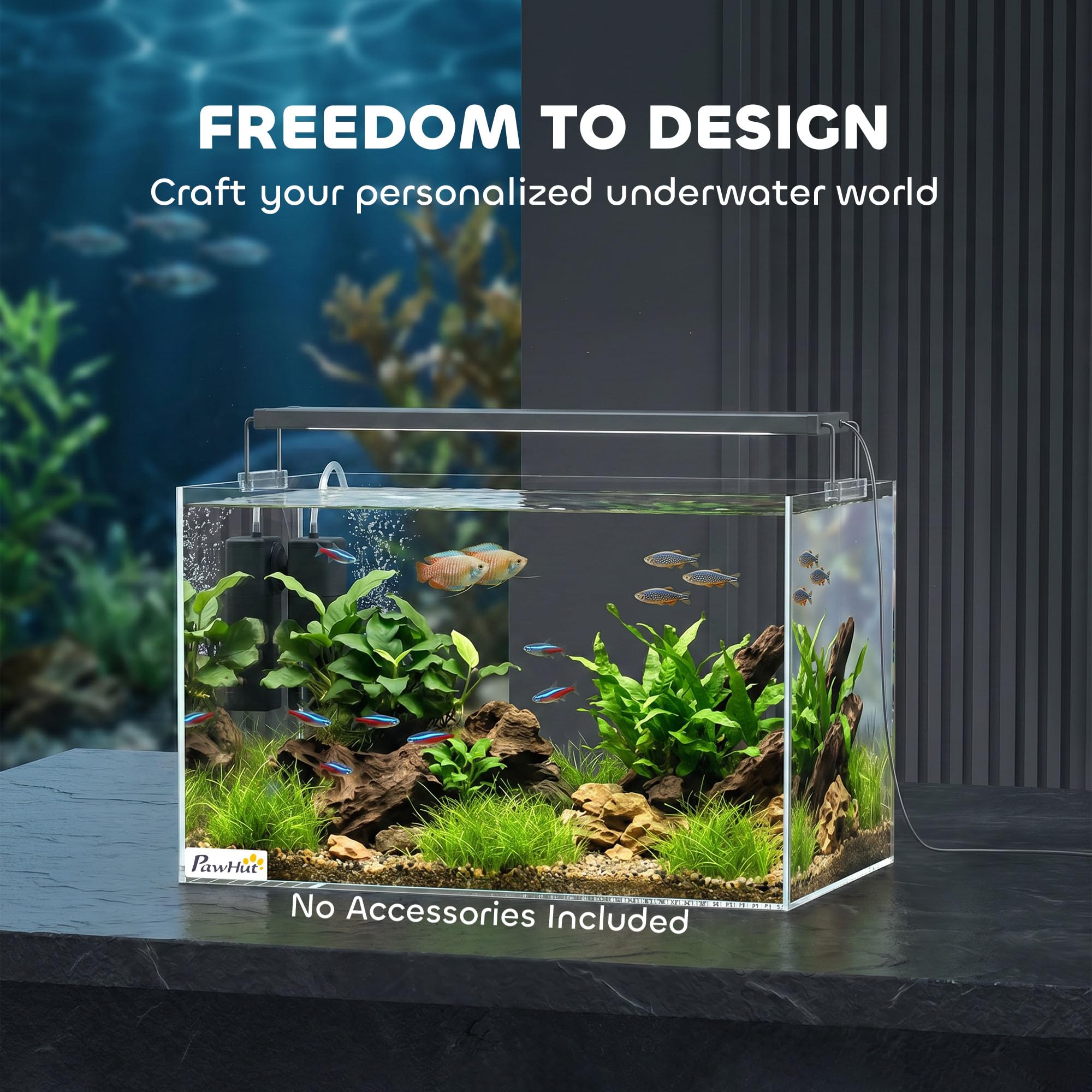 PawHut 24L Fish Tank Glas Aquarium Klein Fisch Tank mit Schutzbodenmatte für Garnelen Schildkröten Transparent 40x25x25cm