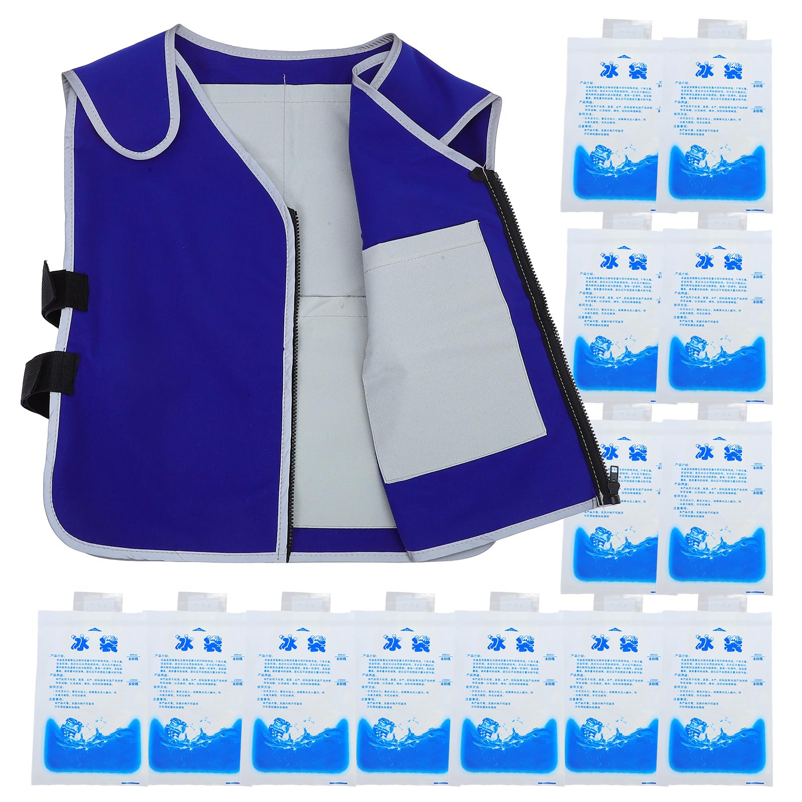 Hemobllo Eiskühlweste mit Eisbeutel für Damen und Herren Bequeme Kühlweste aus Stoff Wiederverwendbar und Waschbar für Sommerurlaub und Outdoor Wear