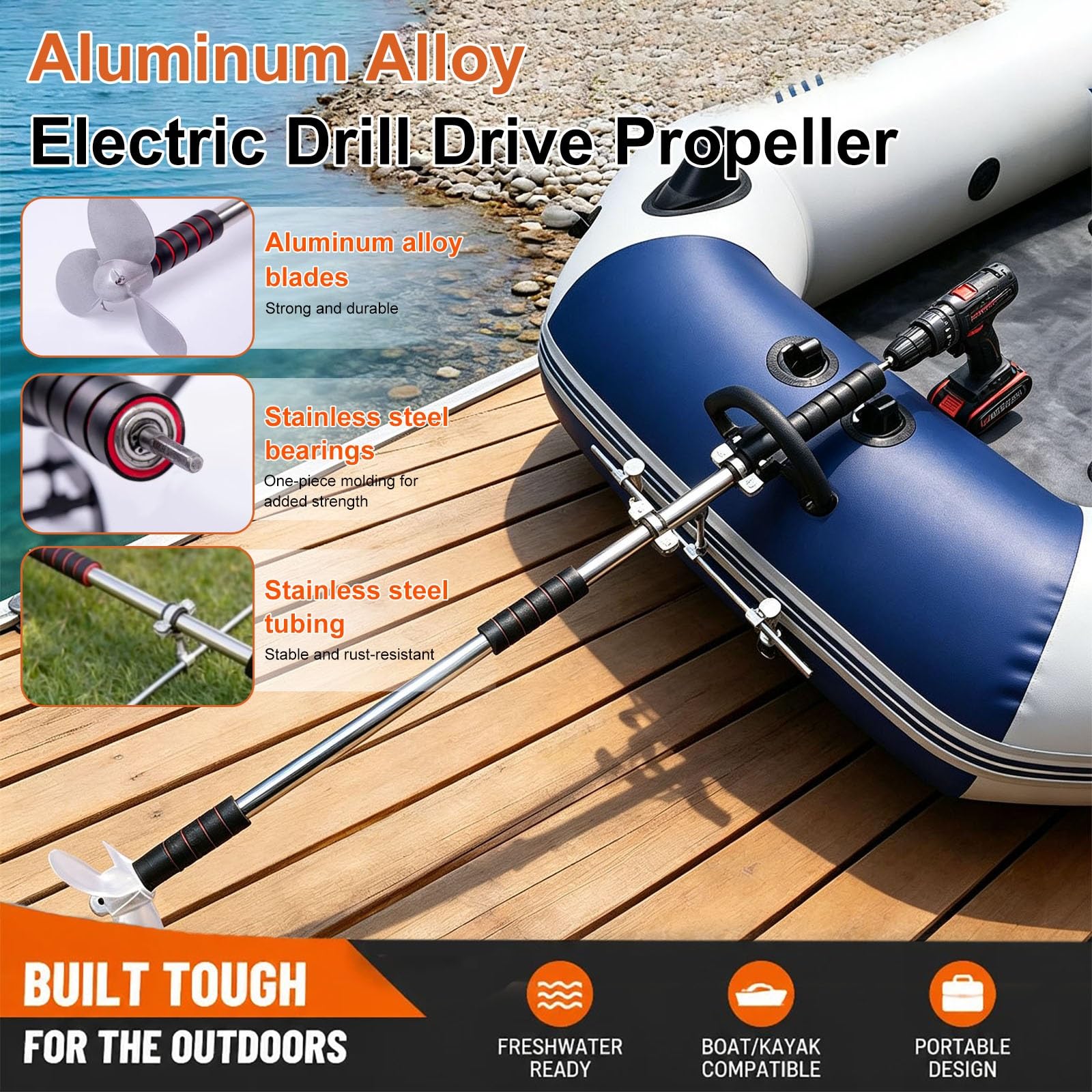 Drill Propeller Outdoor Emergency Raft Kajak Paddel, Handpropeller