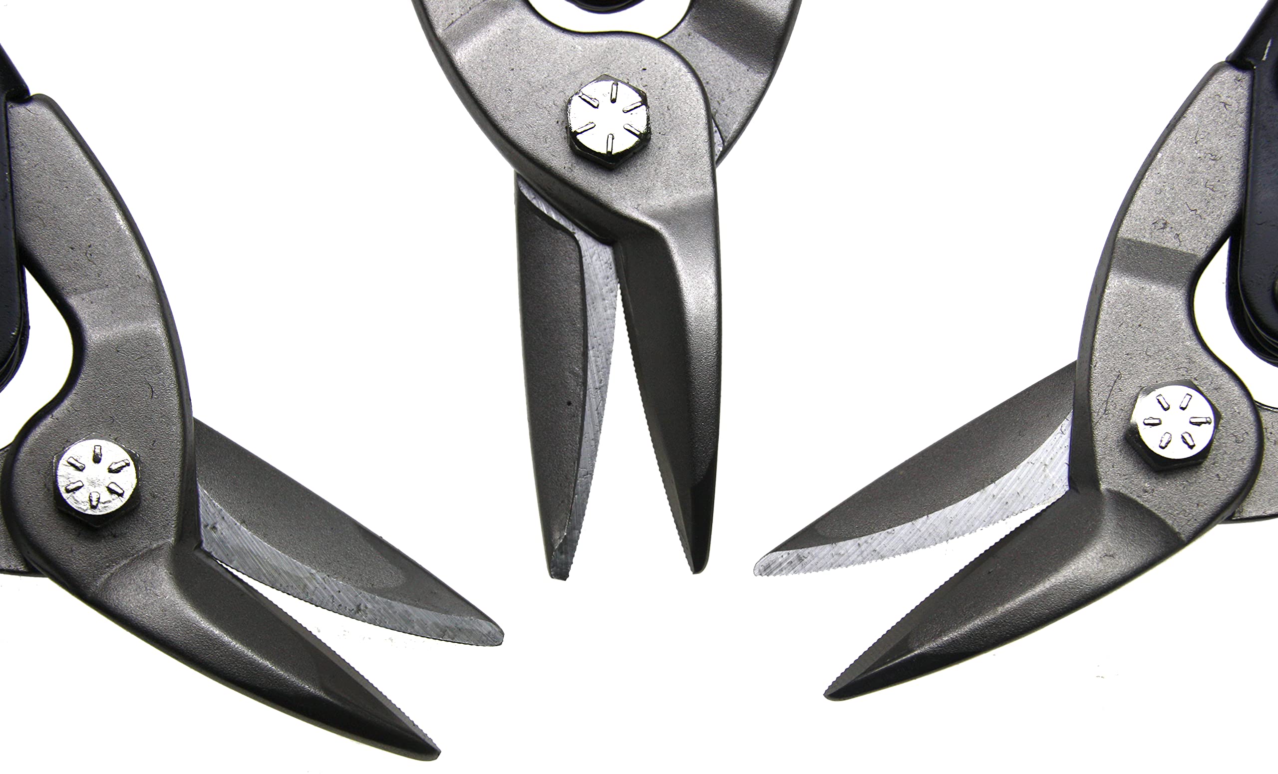 Alkan Blechscheren Satz 3-tlg links rechts gerade Metallschere | Blechscheren links-, rechts- und geradeschneidend, für Blech, Karosserie, Metallarbeiten & Werkstatt