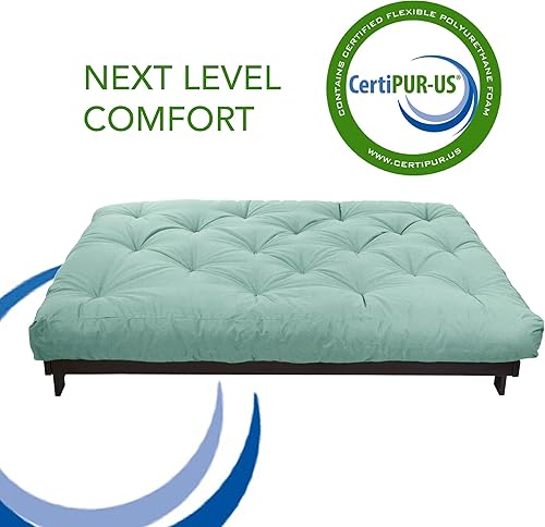 Miniatura 10 de Trupedic x Mozaic - Colchón de futón estándar de tamaño matrimonial de 6 pulgadas (marco no incluido), menta hielo básica, ideal para habitaciones