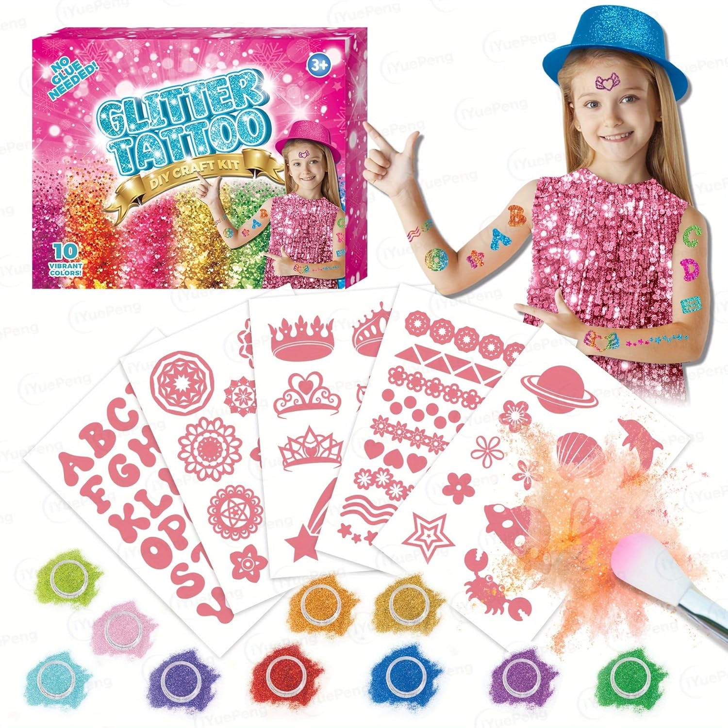 No-Glue Glitter Tattoo Set