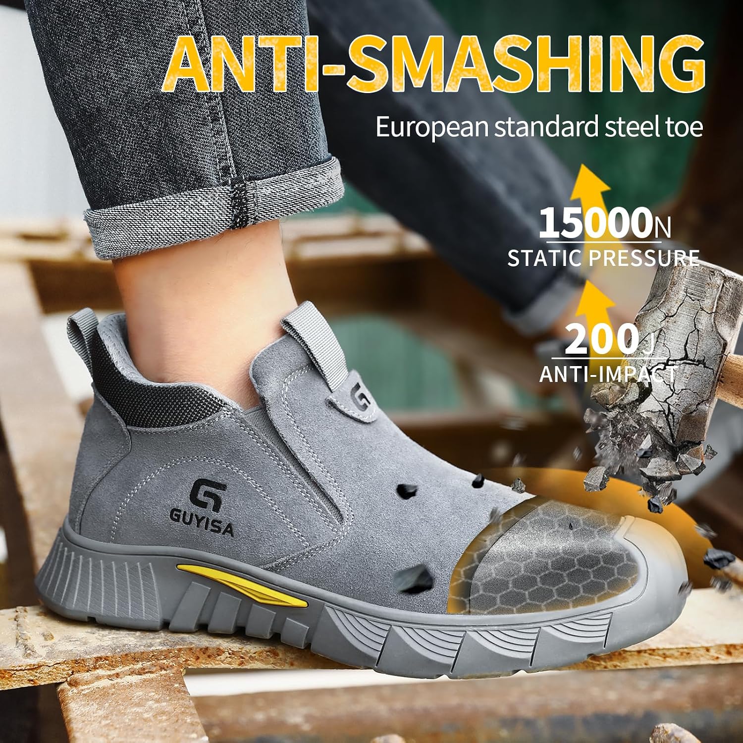 Welding Boots for Men Slip On Work Boots for Men Fireproof Steel Toe Boots Men's Steel Toe Shoes Indestructible Safety Toe Shoes Construction Boots for Welder Men's Work Shoes.