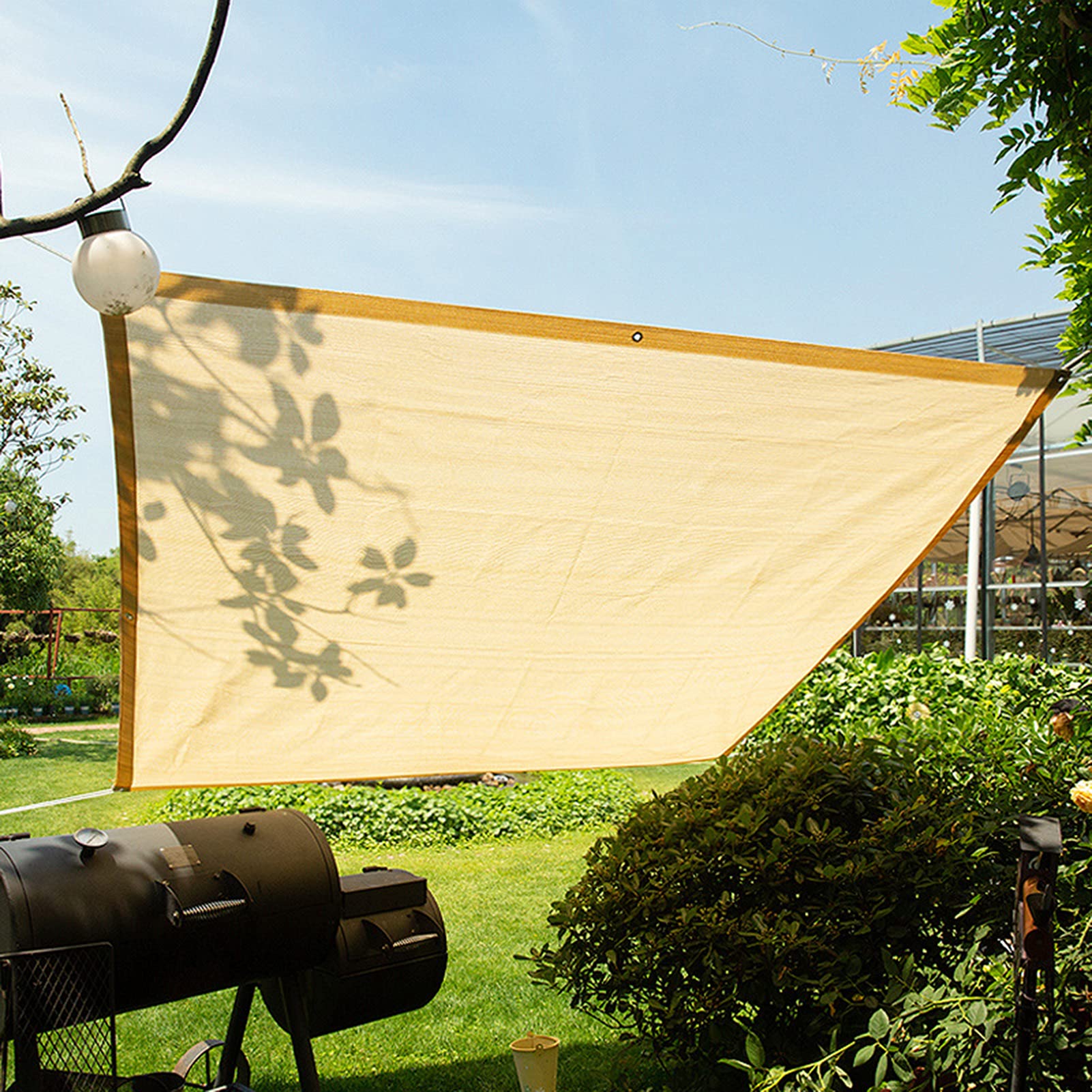 Telone in tessuto 90% con protezione solare, 4 x 4 m, con occhielli bordi nastrati, resistente ai raggi UV, vela ombreggiante per patio, piscina, giardino, uso esterno