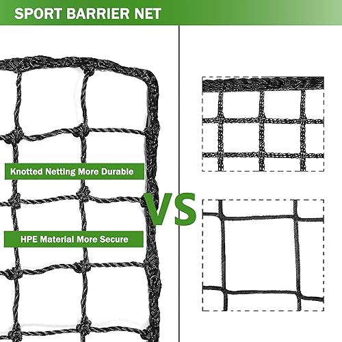 Miniatura 5 de Redes de protección trasera de béisbol y sóftbol, red deportiva resistente con kit para colgar, barrera de red deportiva para patio trasero, red de