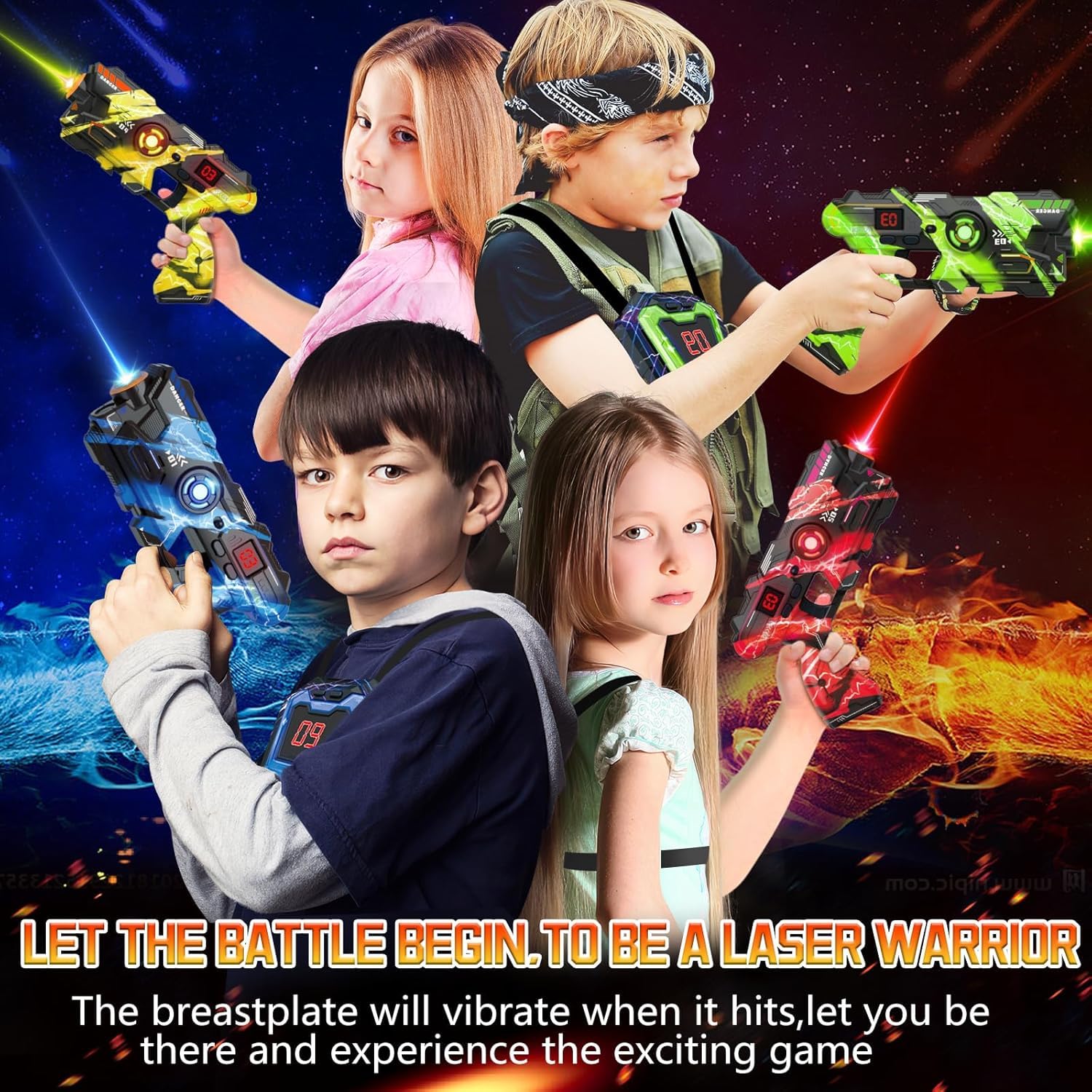 Laser Tag, Lasertag Set Spielzeug Pistole für Kinder und Erwachsene, 4er-Set Multifunktion Laser Tag Sets mit Sprühfunktion und LED-Bildschirm, Spaß Spielzeug Geschenk für Kinder 8-12+ Jungen Mädchen