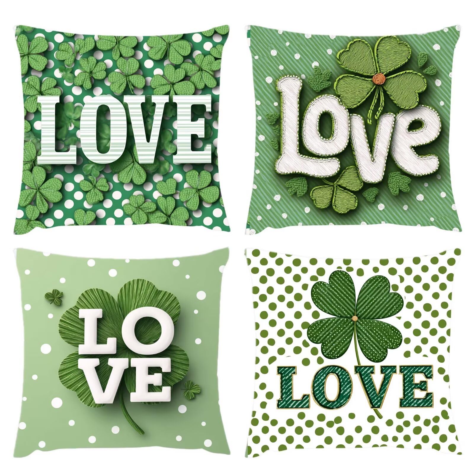 Cuscini Da Esterno 65x65, Set di 4, Amore Verde Cuscini Per Divano, Velluto Cuscini Da Impermeabili, Quadrate Cuscini Divano in Decorativi, Per Salotto Soggiorno Elegante e letti giardini Cuscini s-2