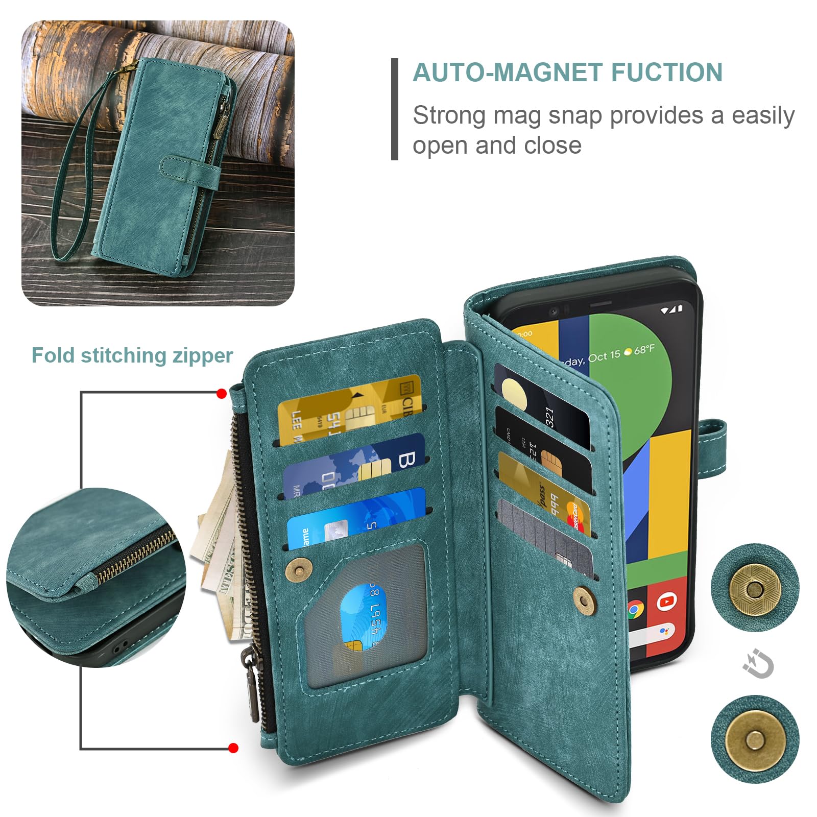 Asuwish Phone Case For Google Pixel 4 XL Wallet Cover And Tempered Glass Screen Protector Leather Flip Credit Card Holder Stand Lanyard Folio Cell