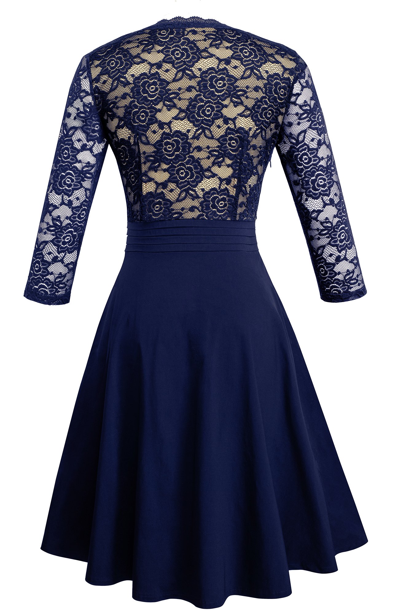 homeyee women's chic v-neck lace patchwork flare party dress a062 Homeyeewomens Chic V Neck Lace Patchwork Flare Party Dress A062