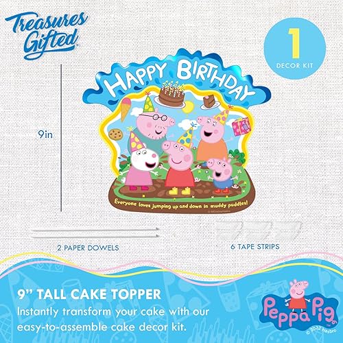 Miniatura 2 de Treasures Gifted Decoraciones de cumpleaños con licencia oficial de Peppa Pig  Decoración de pastel de Peppa Pig  Suministros para fiesta de