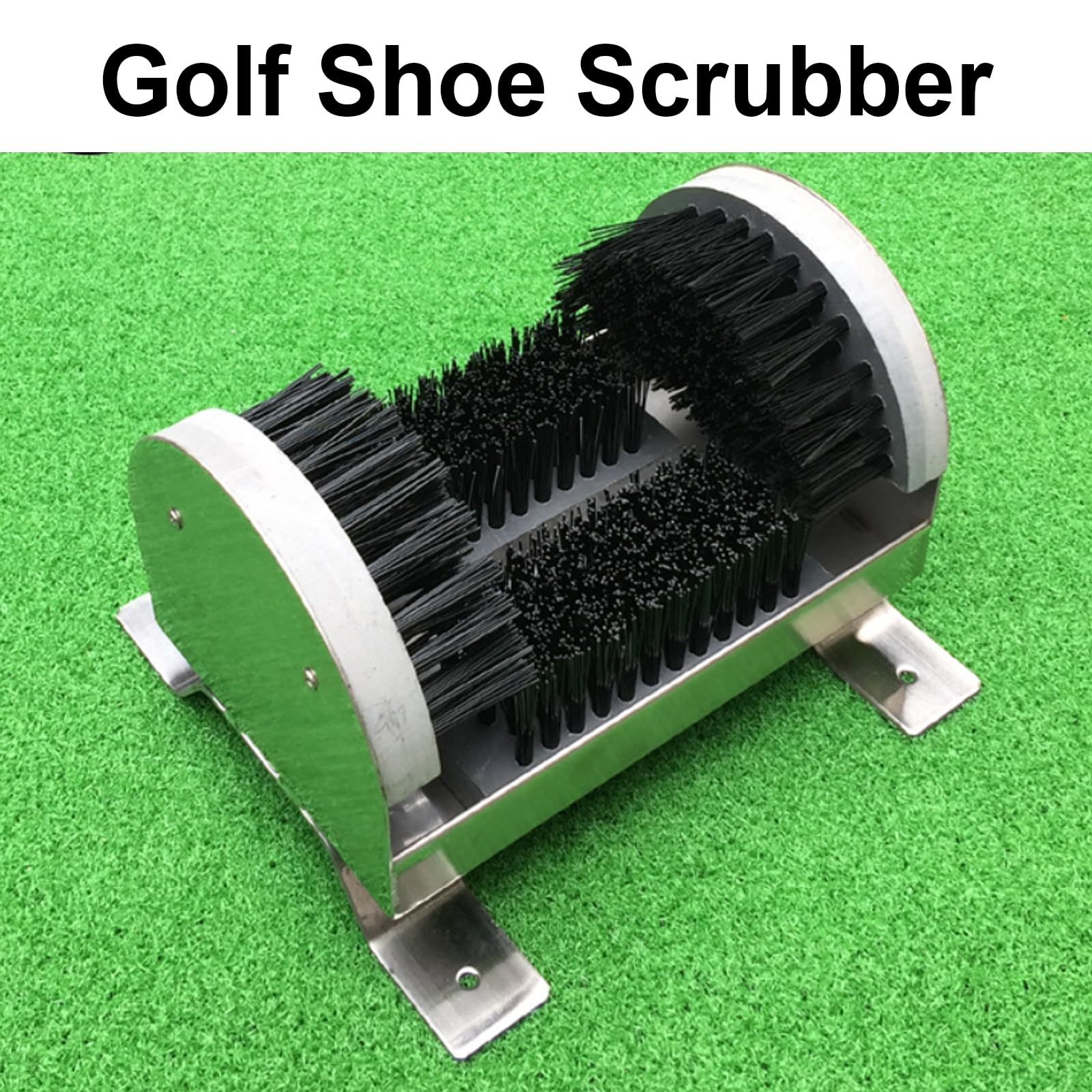 Limpiador de zapatos de golf, acero inoxidable 304, cepillo raspador de limpieza de botas resistente, cerdas de nailon resistentes al desgaste, elimina el polvo y la nieve de las suelas