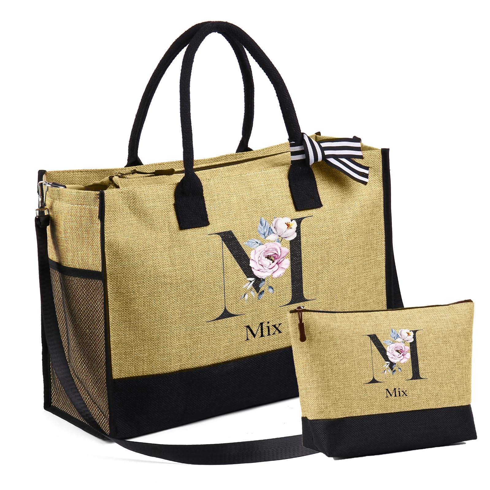 jewelora Personalised Tote Bags for Women Canvas Tote Bag Beach Bag for Mum Teacher Girls Bridesmaids Gifts for Wedding Travel Beach Holiday Birthday (#6)