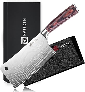 PAUDIN Cleaver Knife 7 Inch, Ultra Sharp Meat Cleaver, High Carbon Stainless Steel Butcher Knife with Wood Handle, Gifts for Men