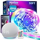 hyrion Smart LED Light Strips,50 ft WiFi LED Light,Sound Activated Color Changing with Alexa and Google,Sync Music with Led Strip Lights for Bedroom for Living Room, Home Decor