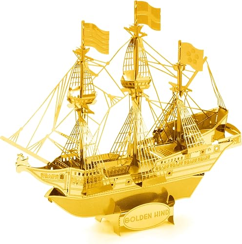 Miniatura 3 de Metal Earth Golden Hind Ship - Kit de accesorios de metal 3D versión dorada