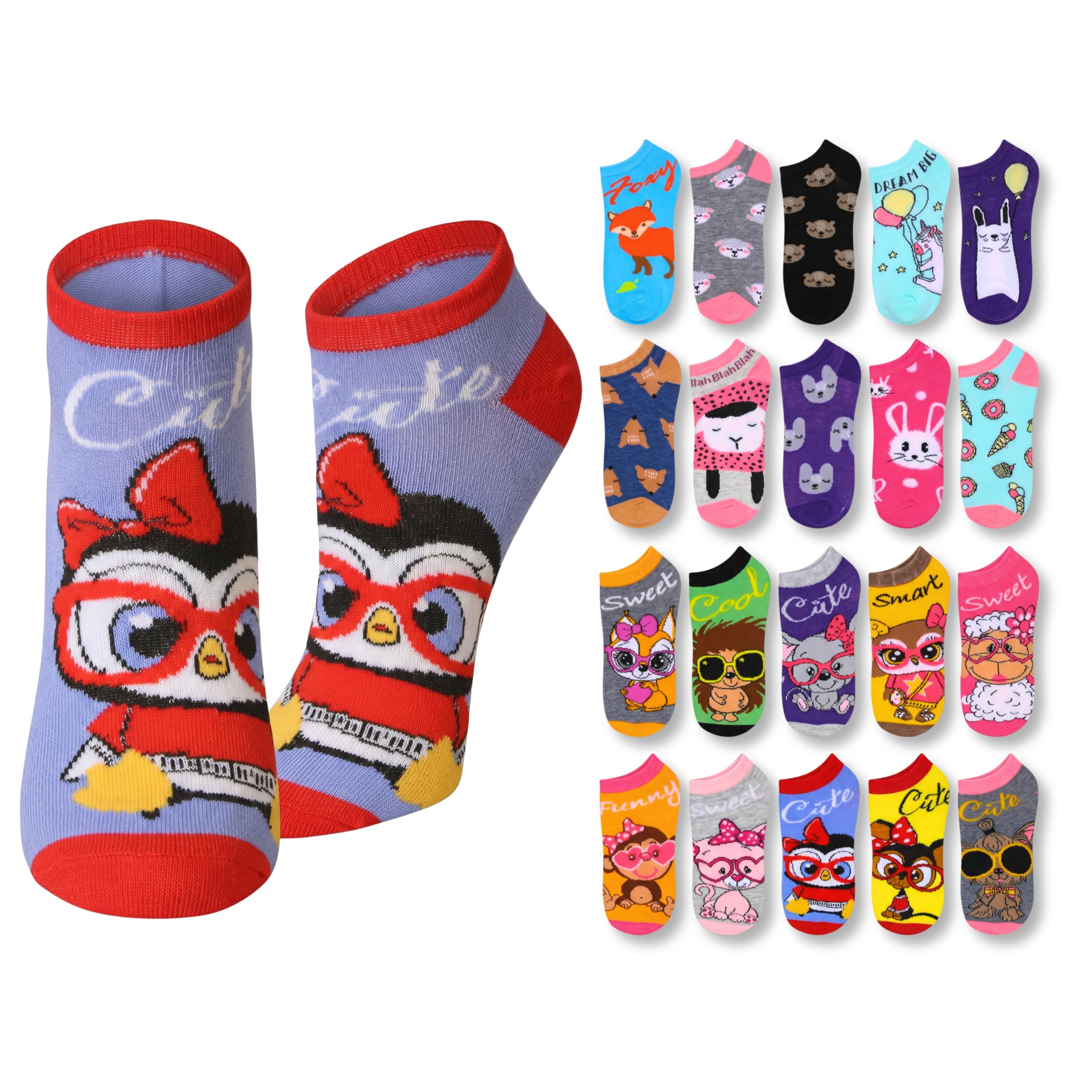Tipi Toe Women’s 20 Pack Colorful Low Cut Socks – Lightweight, Breathable Design for All-Day Comfort Sizes 9-11/10-13