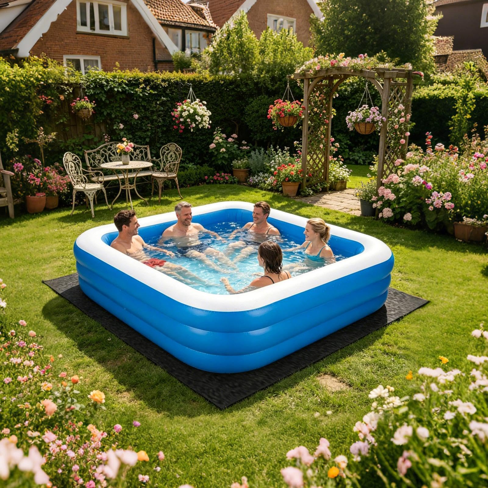 Tappetino da piscina con rivestimento rettangolare spesso e robusto