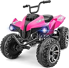 ELEMARA 24V Iron-Frame 2 Seater Ride on ATV for Big Kids,4WD Heavy-Duty ATV for Kids with Bluetooth,4 Wheeler Ride on Car with Realistic Sounds,Spring Suspension,Ultimate Adventure for Boy&Girls,Pink
