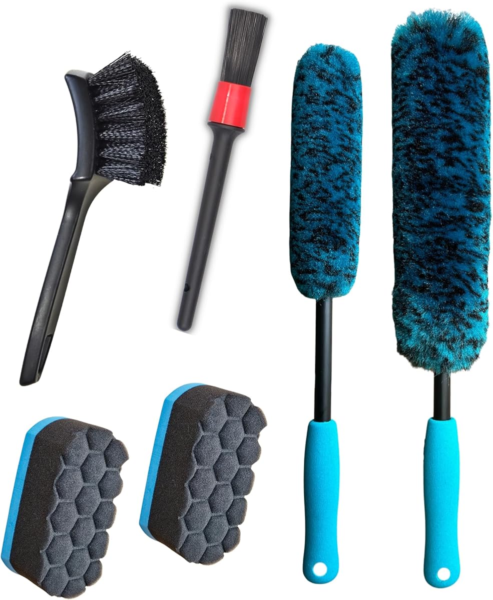oesee 6PCS Car Wheel Cleaning Detailing Pro Kit, Tire Brush, 2 PCS Soft Woolies Rims Brush, Detailing Brush, and Tire Dressing Pads, Scratch-Free & Multipurpose Tire Brush : Automotive