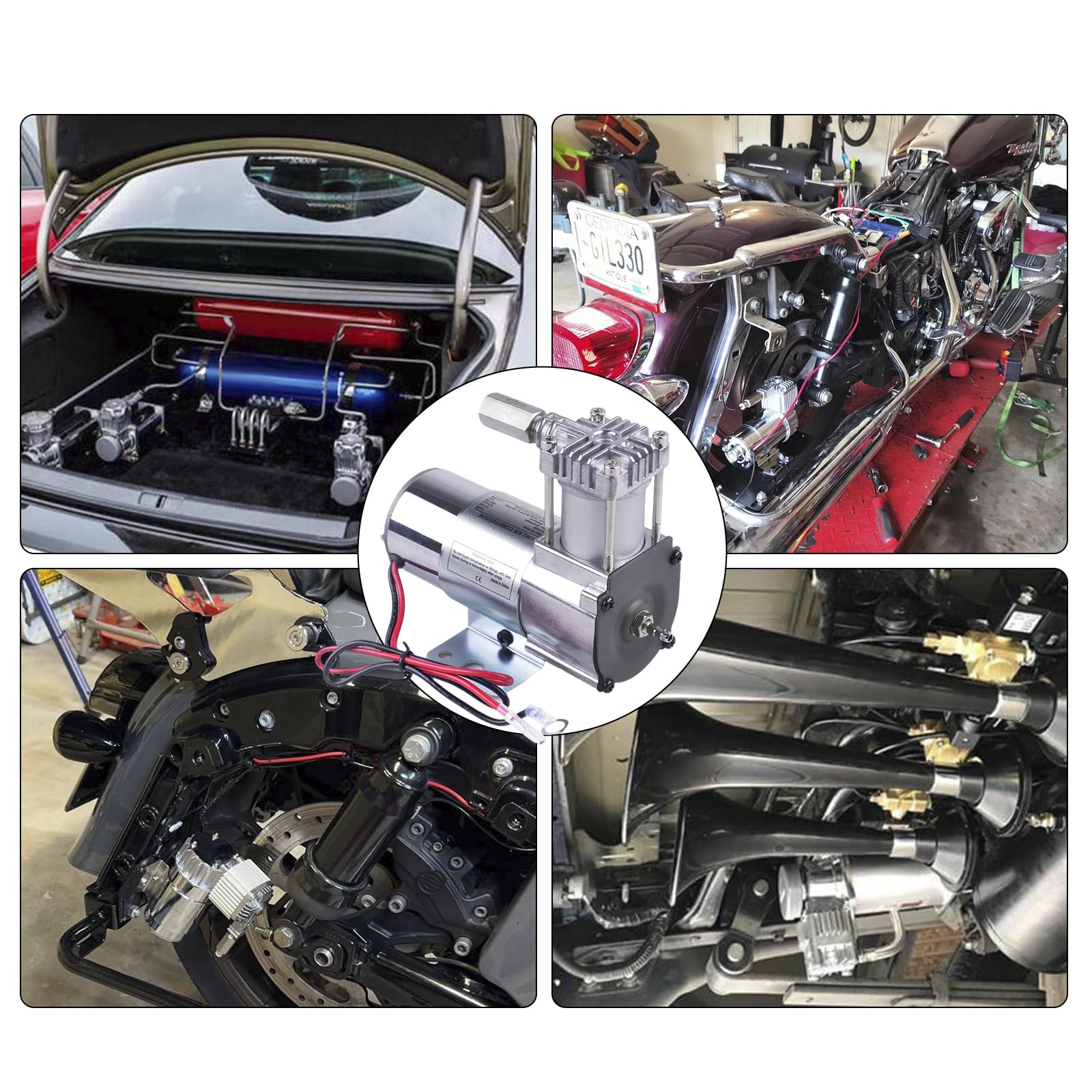 120PSI Air Compressor for Motorcycle/Truck - Train Horn & Suspension -3