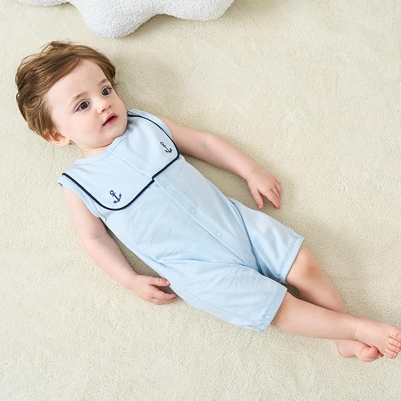 pureborn Baby Boy Romper One-Piece Cotton Outfit Summer Clothes 0-24M